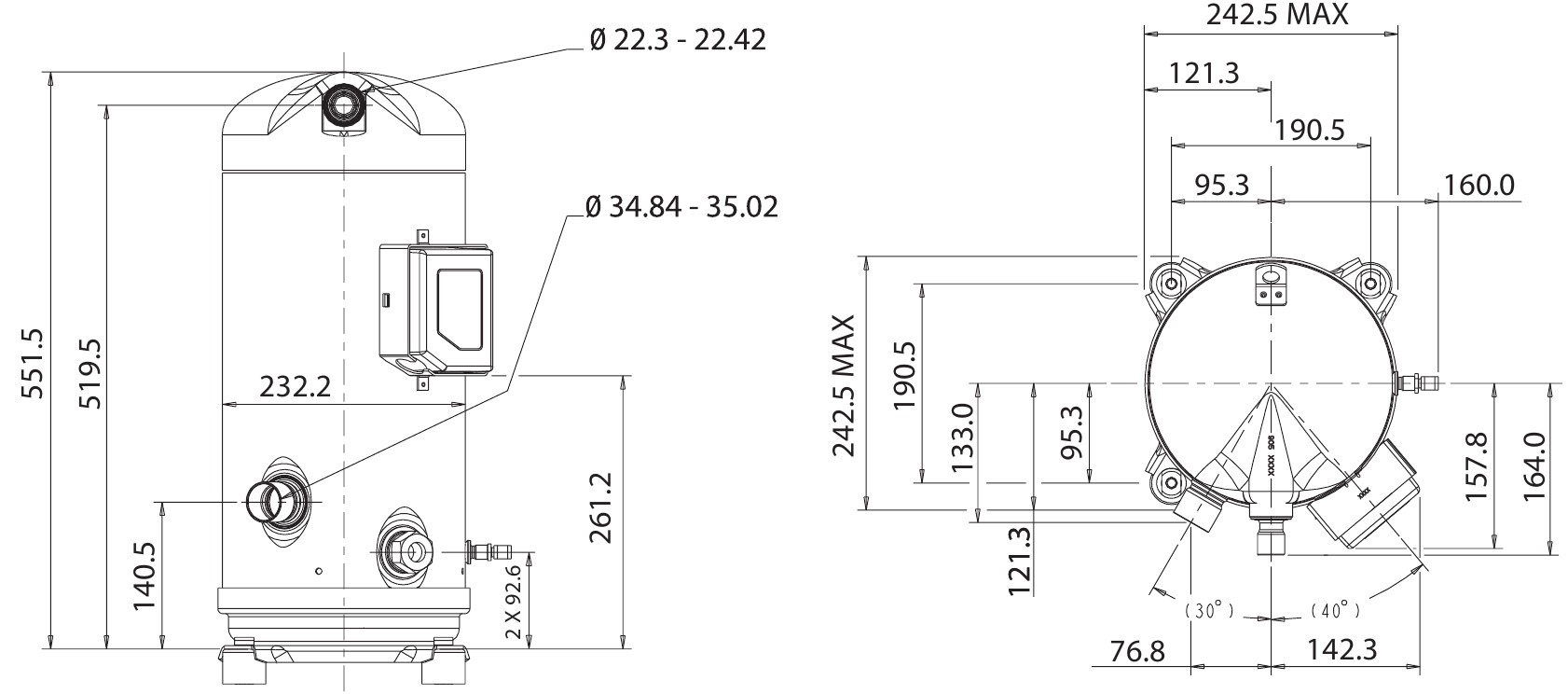 chertezh kompressora copeland scroll ZP182KCE TFD 455 425