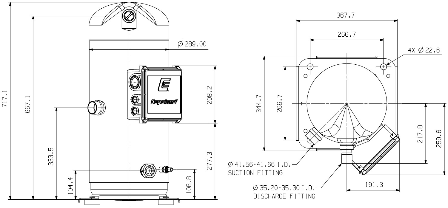 chertezh kompressora copeland scroll ZP235KCE TWD 522 591