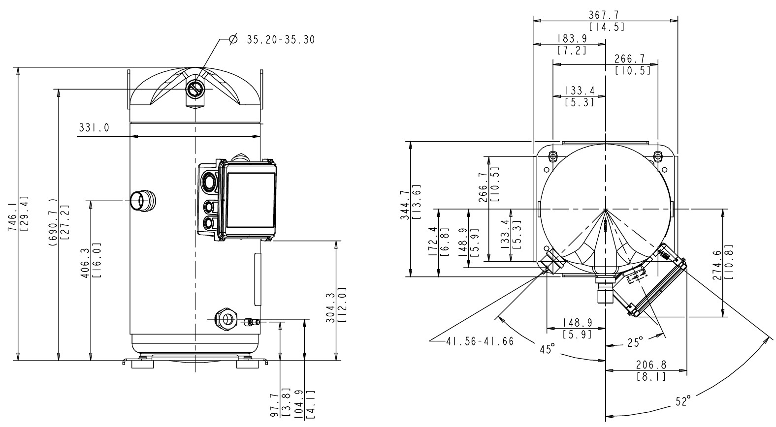 chertezh kompressora copeland scroll ZP485KCE TWD 522 591