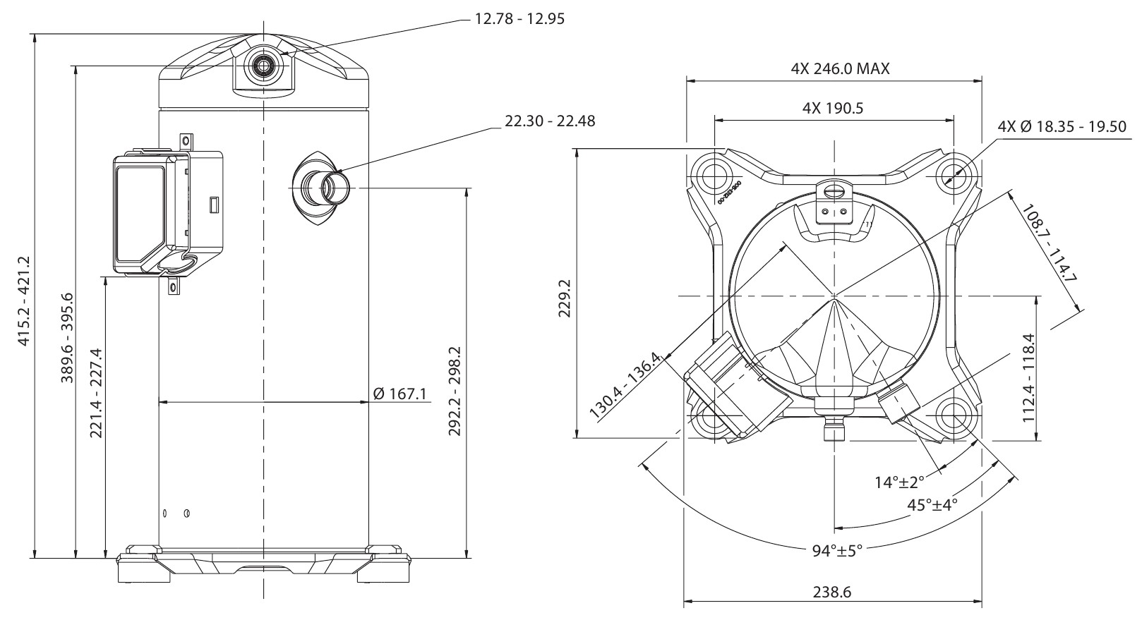 chertezh kompressora copeland scroll ZP54K5E TFD 522