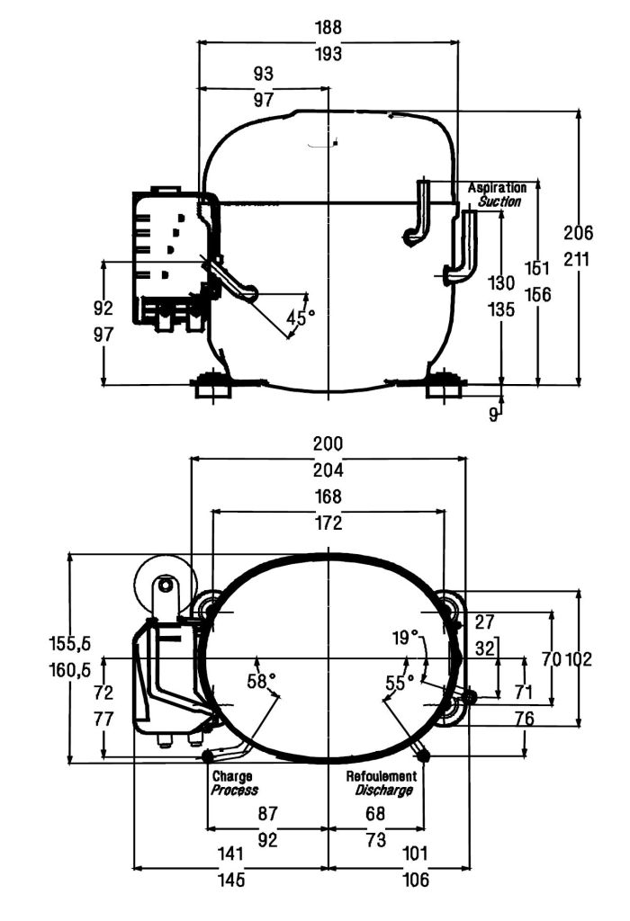 chertezh razmery Tecumseh AE2415Z