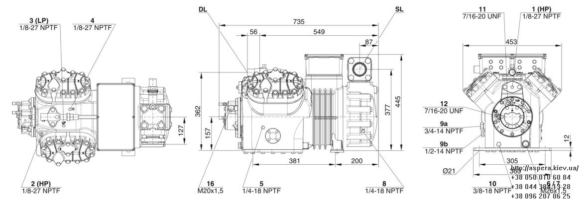 Bitzer 4FE 25Y chertezh razmery kompressora