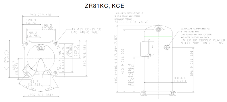 Компрессор Copeland Scroll ZR 81 KC чертеж