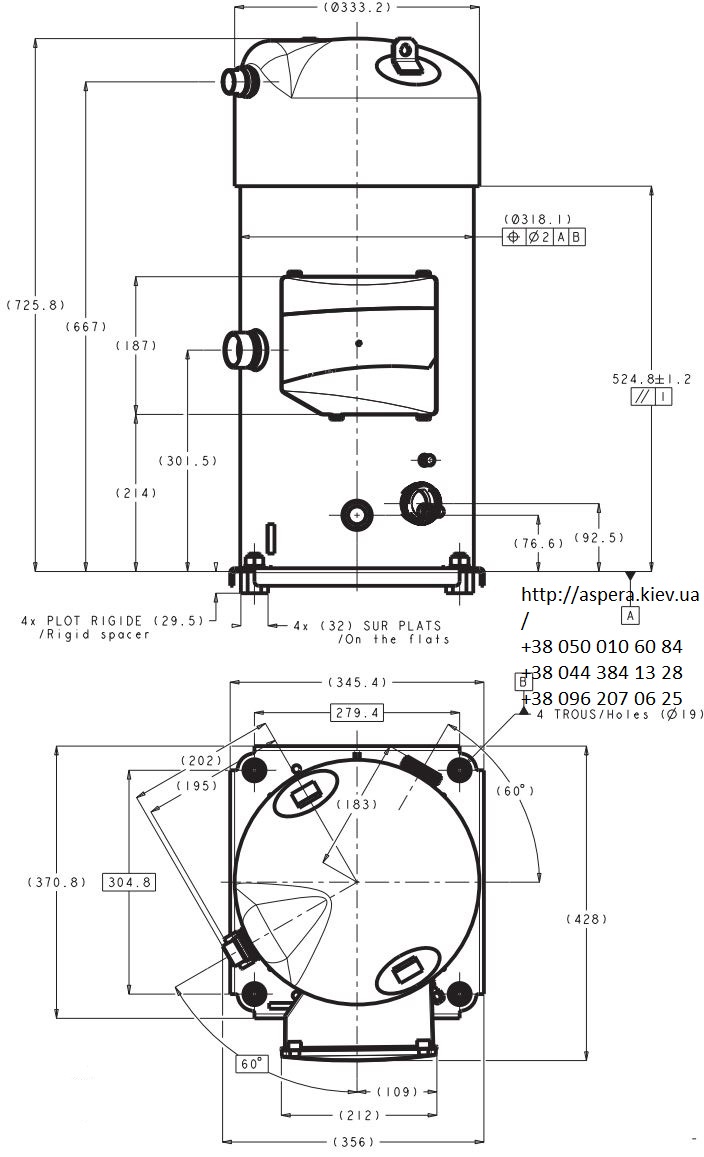 Чертеж компрессора Danfoss Performer SH380