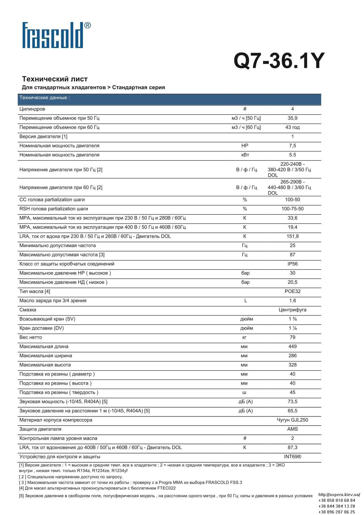 Frascold Q7 36.1Y texnicheskie xarakteristiki