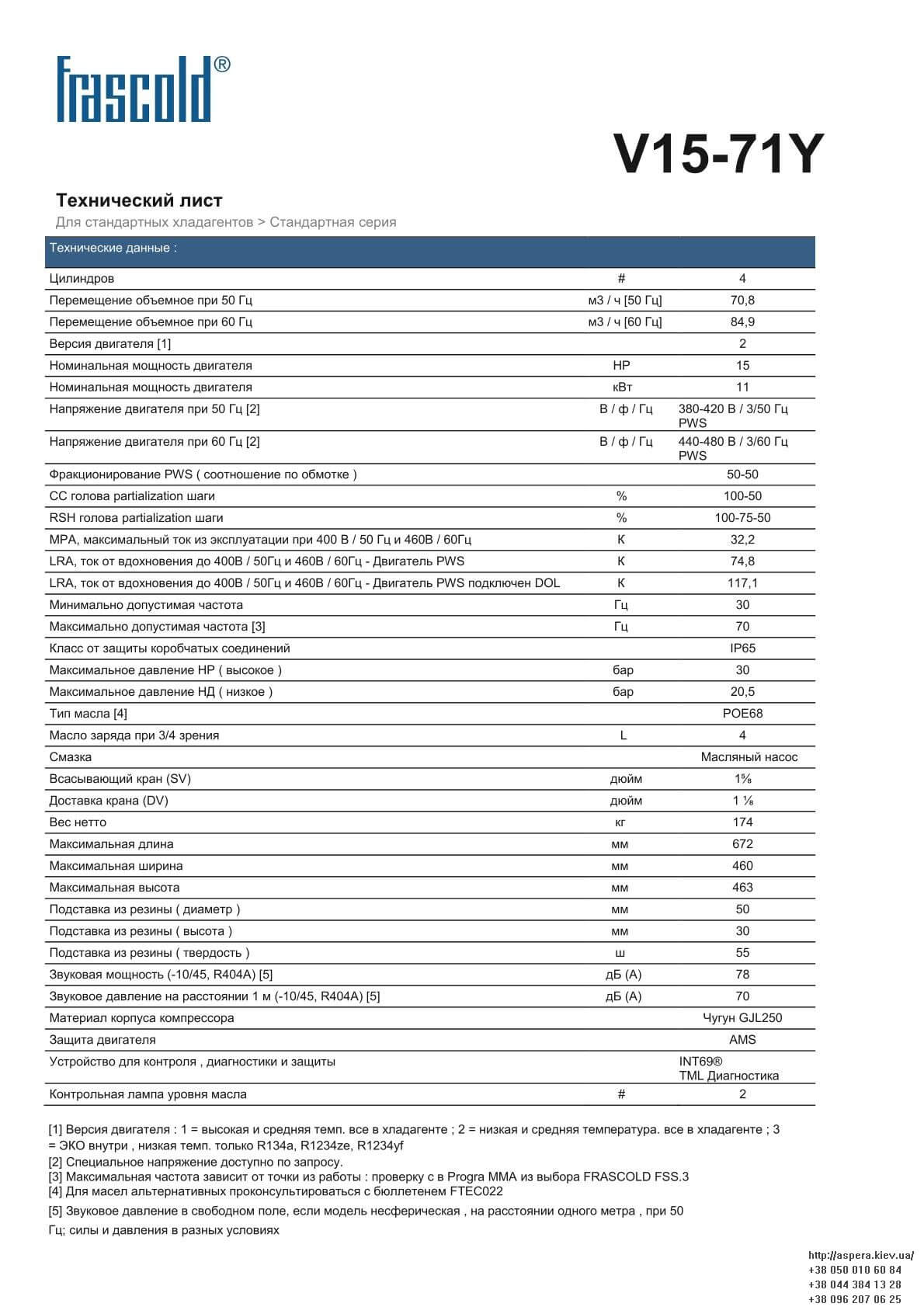Frascold V15 71Y texnicheskie xarakteristiki