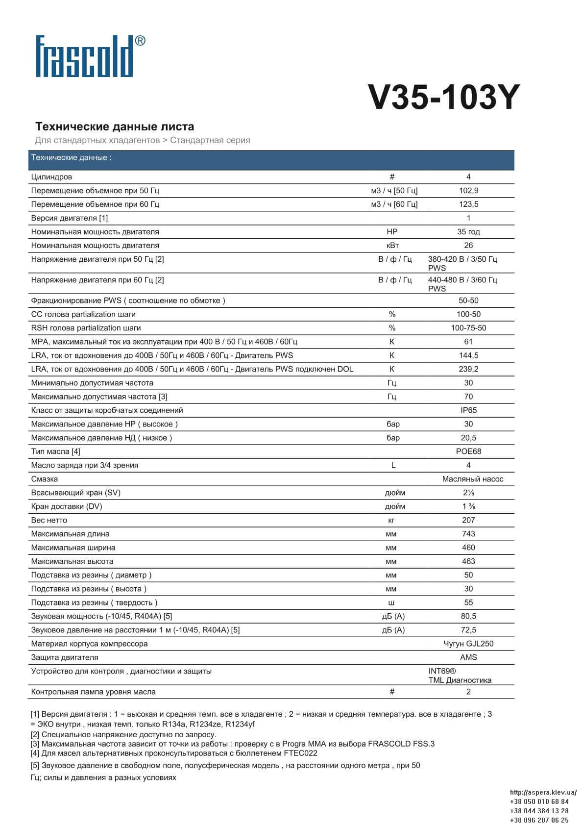 Frascold V35 103Y texnicheskie xarakteristiki