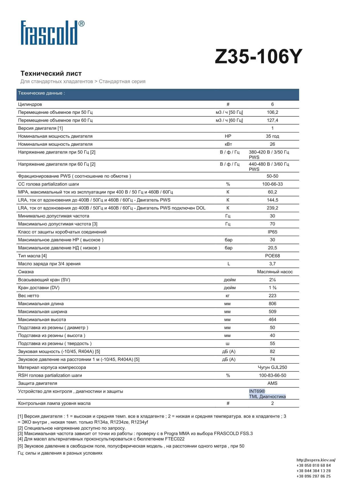 Frascold Z35 106Y texnicheskie xarakteristiki