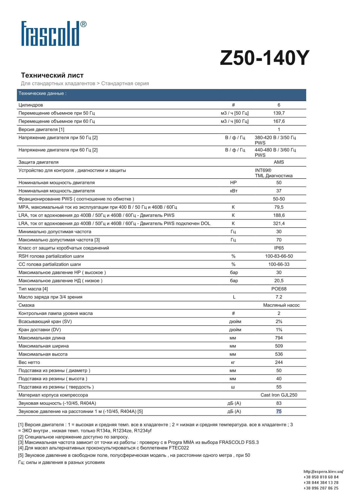 Frascold Z50 140Y texnicheskie xarakteristiki