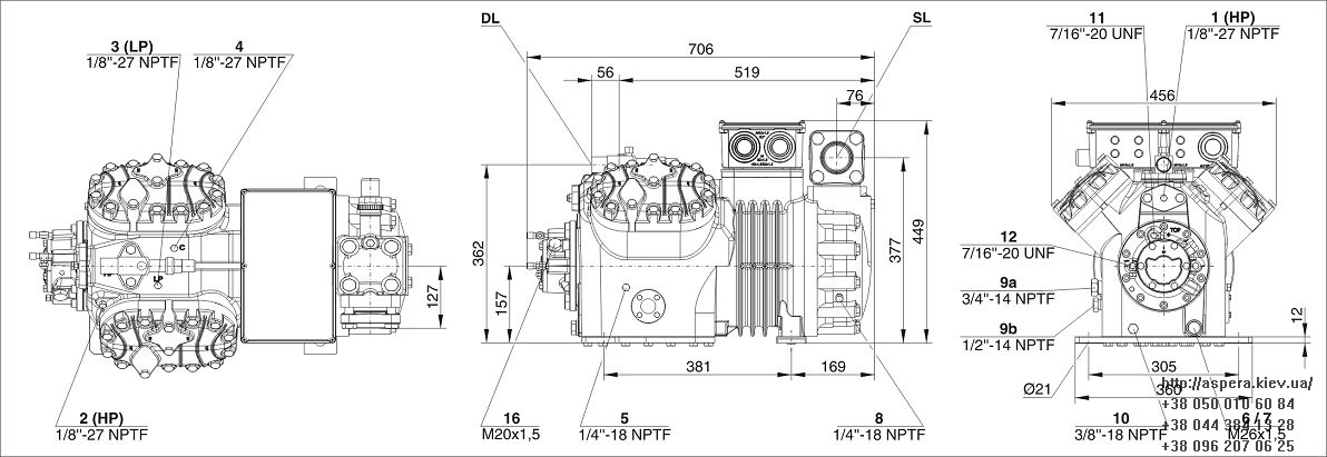 bitzer 4GE 23Y chertezh razmery kompressora