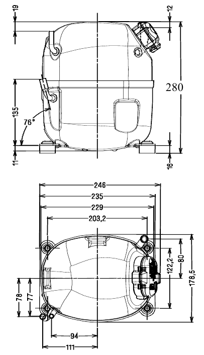 chertezh razmery Tecumseh AJ5519E