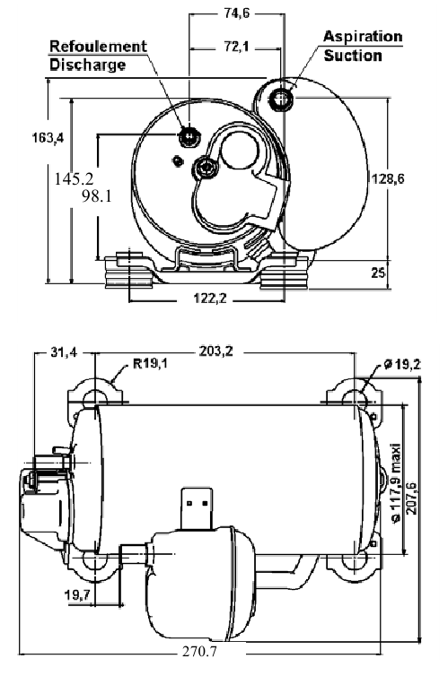 chertezh razmery Tecumseh HGA4460Y