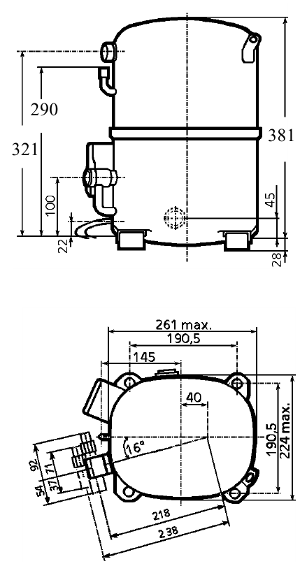 chertezh razmery Tecumseh TAG4561T