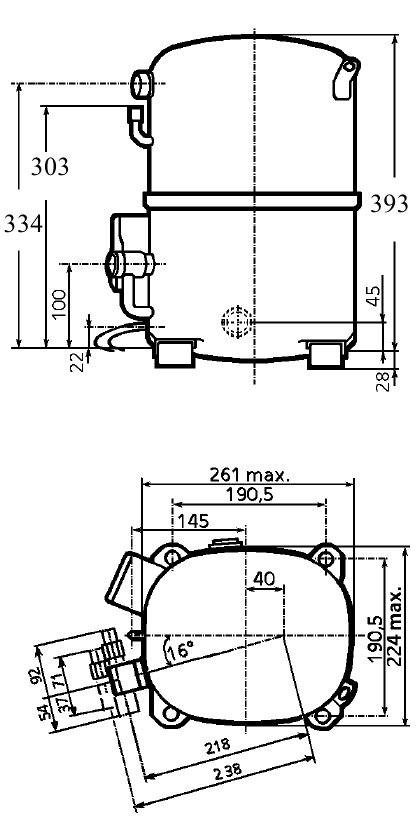 chertezh razmery Tecumseh TAG4568T