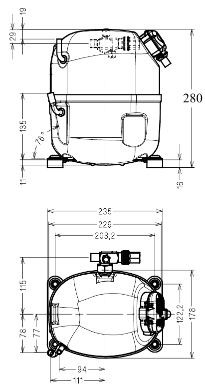 chertezh razmery Tecumseh TAJ4519T