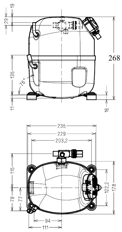 chertezh razmery Tecumseh TAJ9480T