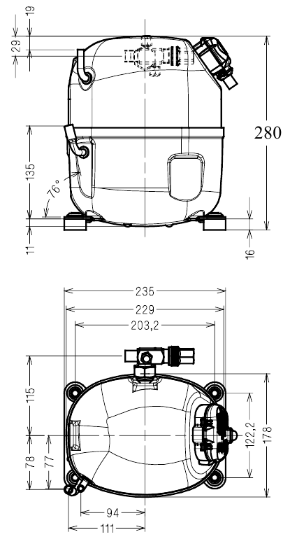 chertezh razmery Tecumseh TAJ9510T