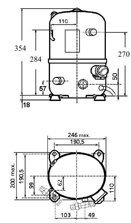 chertezh razmery Tecumseh TFH4522F