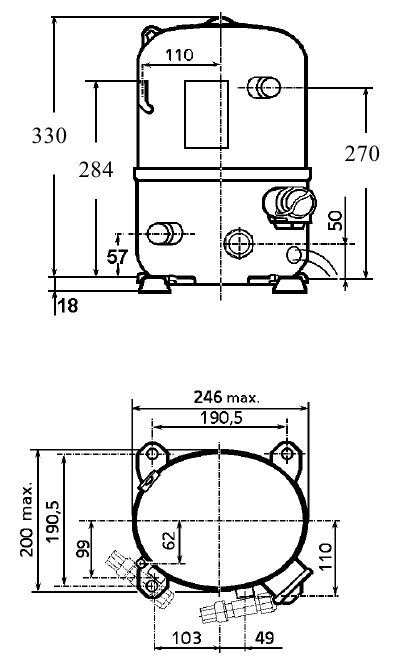 chertezh razmery Tecumseh TFH4525Y