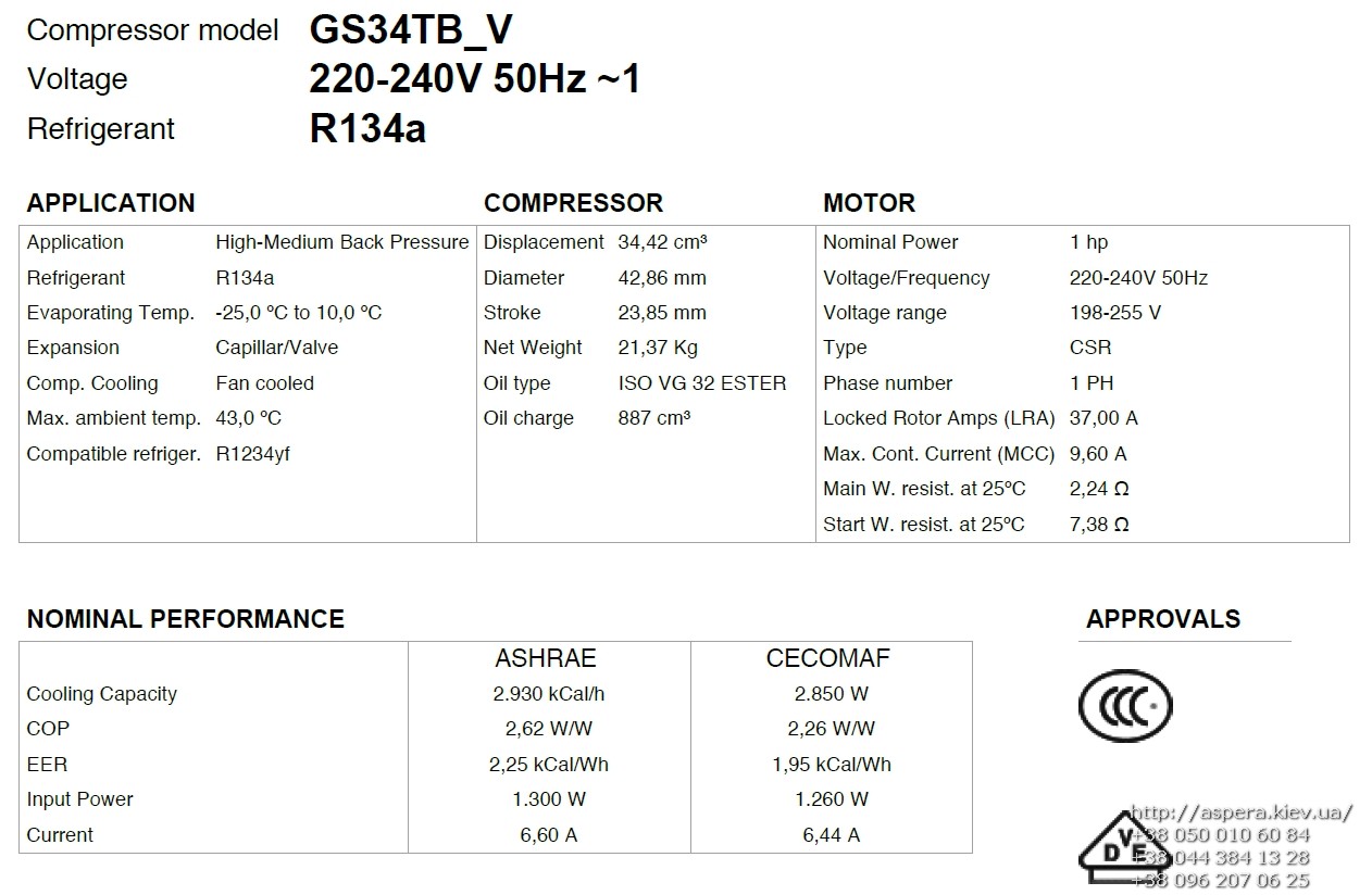 texnicheskaya informaciya kompressora GS34TB